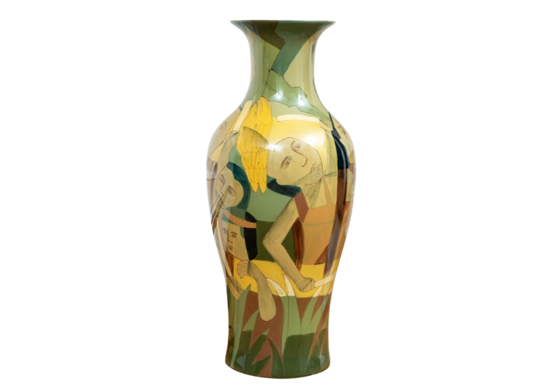 Large Ceramic Vase with an Abstract Pattern